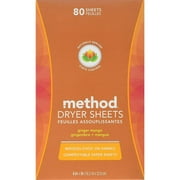Method Dryer Sheets Ginger Mango 80 Sheets Pack of 2