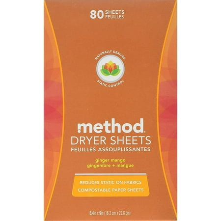 Method Dryer Sheets Ginger Mango 80 Sheets Pack of 2