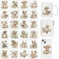 thumbnail image 1 of 24 papeles de transferencia UV con temática de animales bohemios para impresión en tazas, 24 estilos de animales lindos rodeados de flores, pegatinas UV DTF para envolver tazas., 1 of 9