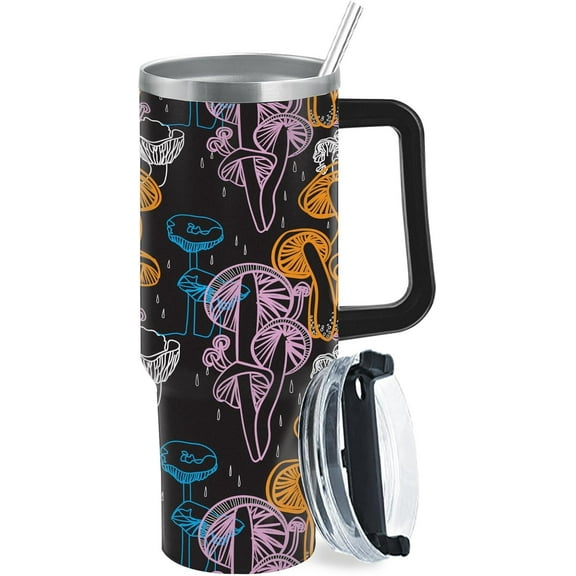 Psychedelic Mushroom Line 40oz Tumbler With Handle Gifts For Son Skinny Wine Tumbler For University