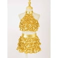 thumbnail image 3 of Hansber Kids Girls Lyrical Dance Outfits Shiny Sequins Modern Dance Dress Dancewear Latin Jazz Crop Gold 12, 3 of 7