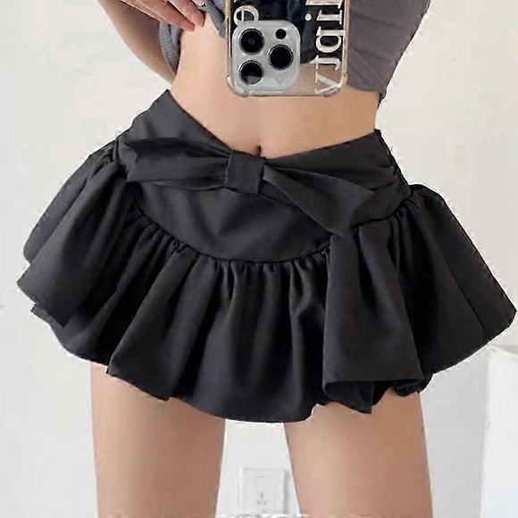 Minifalda con lazo dulce y linda para mujer, estilo Lolita sexy, falda corta negra estilo ballet para chicas, moda de verano, ropa urbana Y2K