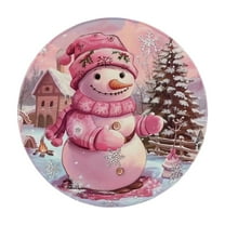 Yhmxh Christmas Snowflake Round Placemats, 15" Washable Heat-Resistant Non-Slip Cloth Table Mats Winter Xmas Snowmen Placemats for Party Home Kitchen Dining Table Decorations Holiday Decor