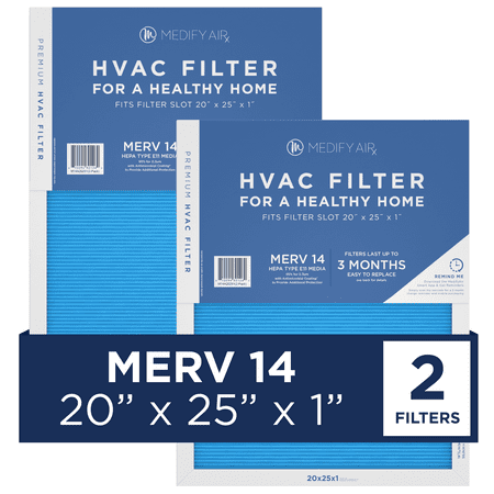 Medify Air 20x25x1 Air Filter  MERV 14 Pleated with HEPA  HVAC Furnace Filter  2-Pack