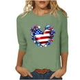 thumbnail image 2 of UVEASISHA Womens 3/4 Sleeve Tops Stars and Stripes Graphic Tees 4th of July Patriotic Shirts Summer Causal Tee Tops Multicolor#2 L, 2 of 5