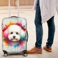 thumbnail image 4 of Watercolor Drip Bichon Frise Pop Art Colorful Portrait Artwork Travel Luggage Cover Bichons Dog Lovers Gifts Idea Suitcase Dust Protective Decor - 01009, 4 of 5
