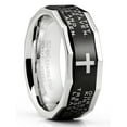 thumbnail image 1 of Men's Lords Prayer Stainless Steel Ring Christian Cross Bible Two-Tone, 1 of 5