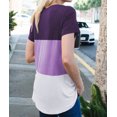 thumbnail image 4 of Women's Purple Color Block V Neck T-shirt, 4 of 5