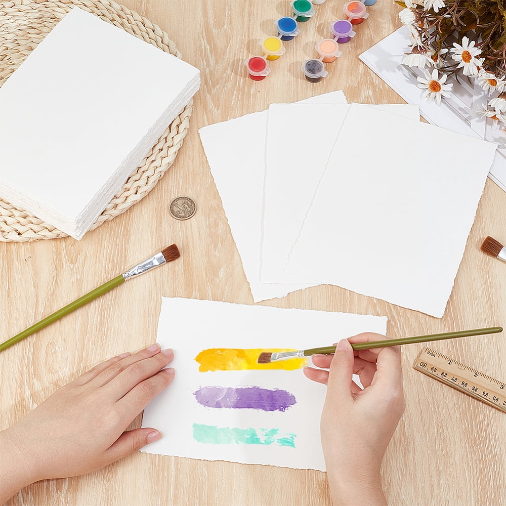 50Pcs Wood Pulp Watercolor Paper Rectangle White 203x152x0.3mm