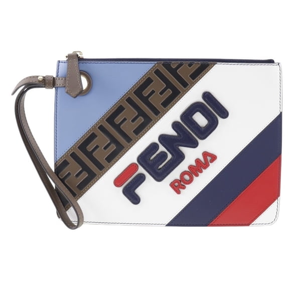Pre-Owned Fendi Mania Clutch Bag FILA Collaboration 8BS020 Leather Made in Italy... (Good)