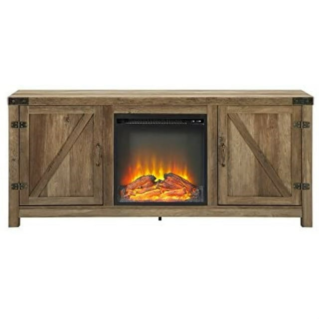 Walker Edison Meuble TV avec Cheminée Style Ferme Rustique Moderne 58 Pouces - Chêne Rustique