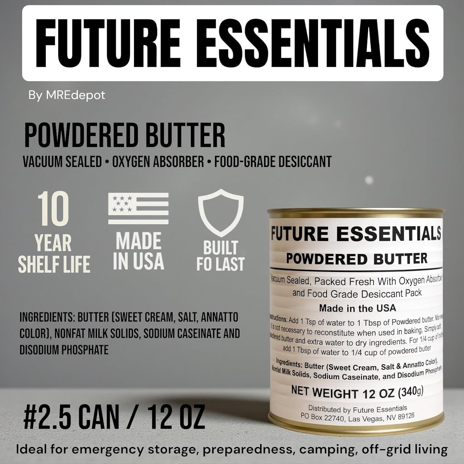 Future Essentials Powdered Butter Emergency Survival Food 6 Pack 12 oz