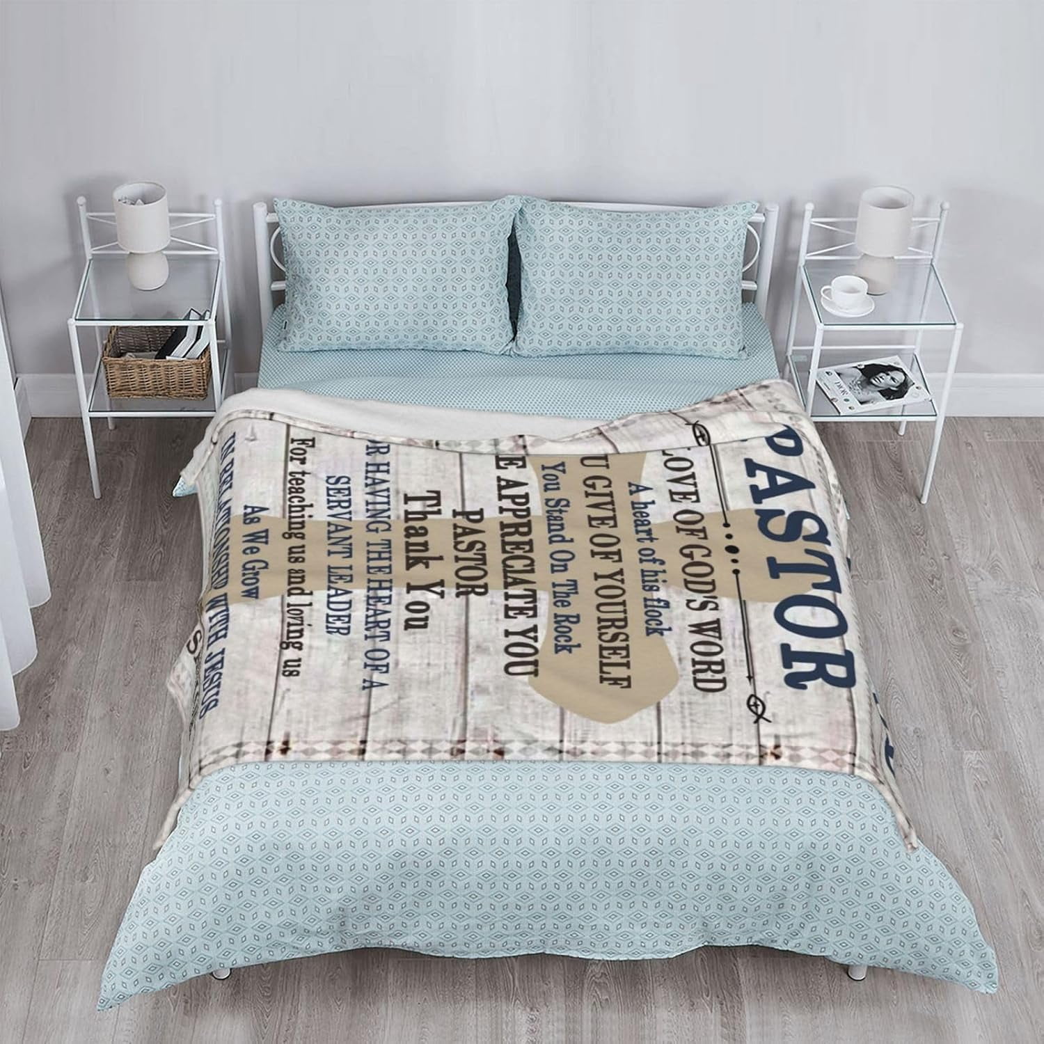 Christian Blanket Birthday Gifts for Women Men, Inspirational Scripture Throw Blanket with Bible Verse Religious Gifts (Navy, 60x80 inch, Navy Letter)