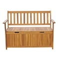 thumbnail image 5 of Outsunny 47.25" Wooden Outdoor Storage Bench with PE Lining Deck Box Storage Container and Seat Teak, 5 of 11