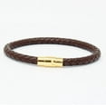 thumbnail image 2 of Genuine Braided Leather Bracelet With Stainless Steel Magnetic Clasp, Burgundy, 2 of 4