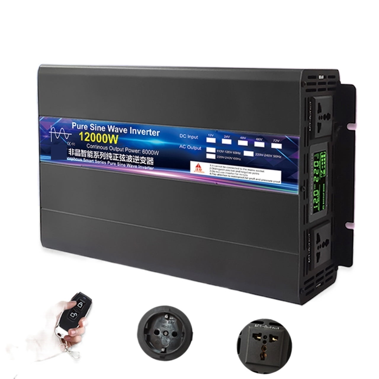 Inverter 12V 24V 48V To AC 8000W 10000W 12000W Pure Sine Wave Solar Remote Control Switching Power Supply Inverter Inverter ,Powerful Output
