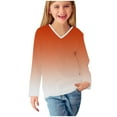 thumbnail image 6 of Avrntaa Girls V Neck Fall Tops Long Sleeve Ombre Loose T-Shirt Lightweight Going Out Tees, 6 of 8