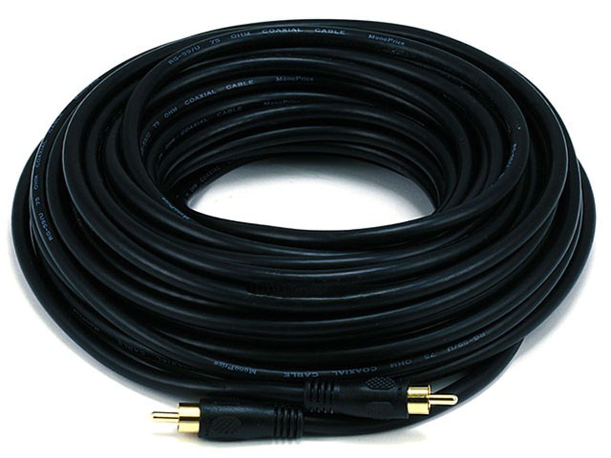Monoprice 50ft Coaxial Audio/Video RCA Cable M/M RG59U 75ohm (for S/PDIF, Digital Coax, Subwoofer &amp; Composite Video)
