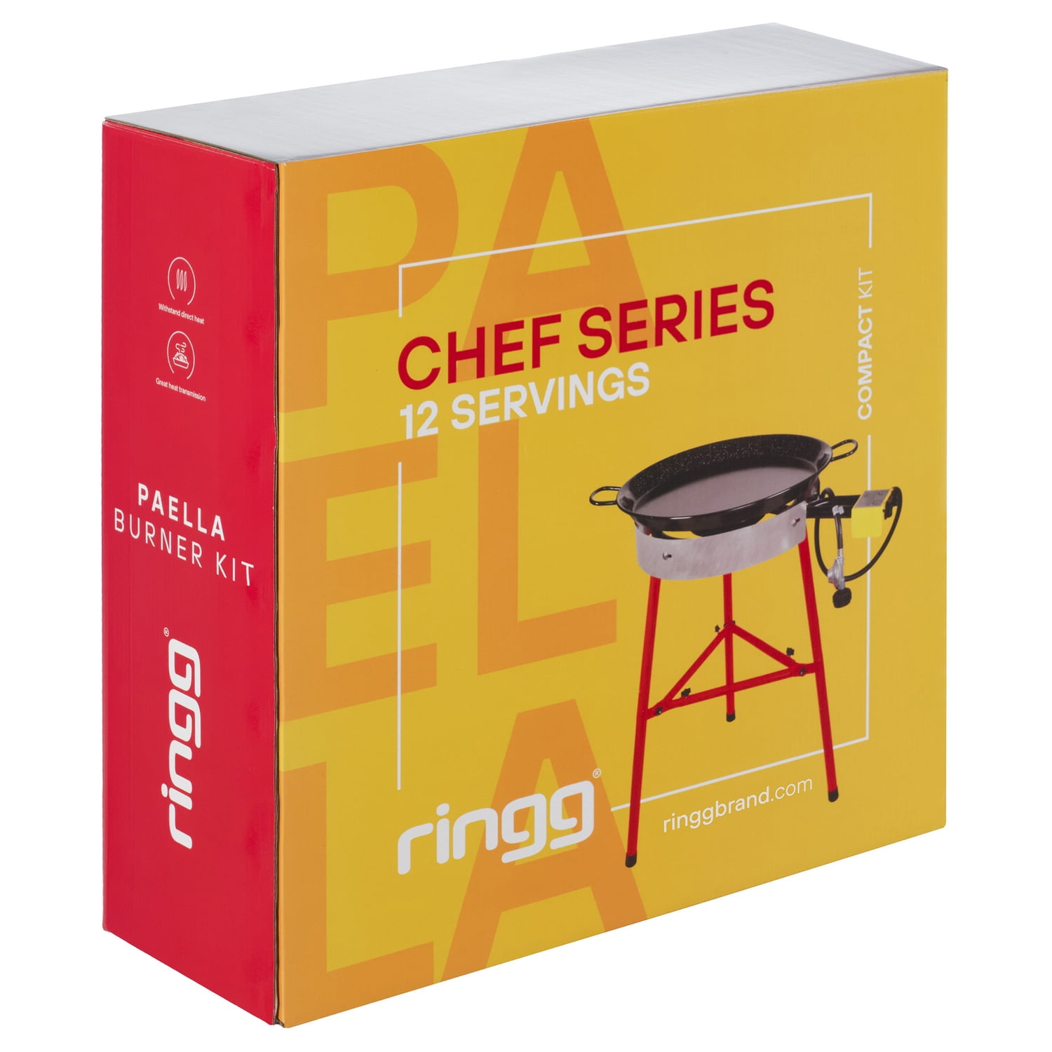Ringg Chef Series Compact Outdoor Propane Flat Top Cooking Kit, 18-in. Enameled Steel Pan, Dual Burner & Stand for Camping and Backyards