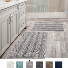 Set Of 3 Clara Clark Washable Bath Mat Bathroom Rug Absorbent Memory Foam Washable Bath Rugs Non Slip Thick Cozy Velvet Feel Microfiber Bathrug Black Large 20 X32 Small