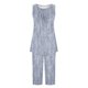 thumbnail image 4 of Conjunto de Verano para las Mujeres Impreso Casual sin Mangas Plisado Superior Y Pantalones Recortados, Cuello Redondo Conjunto de Dos Piezas, 4 of 8