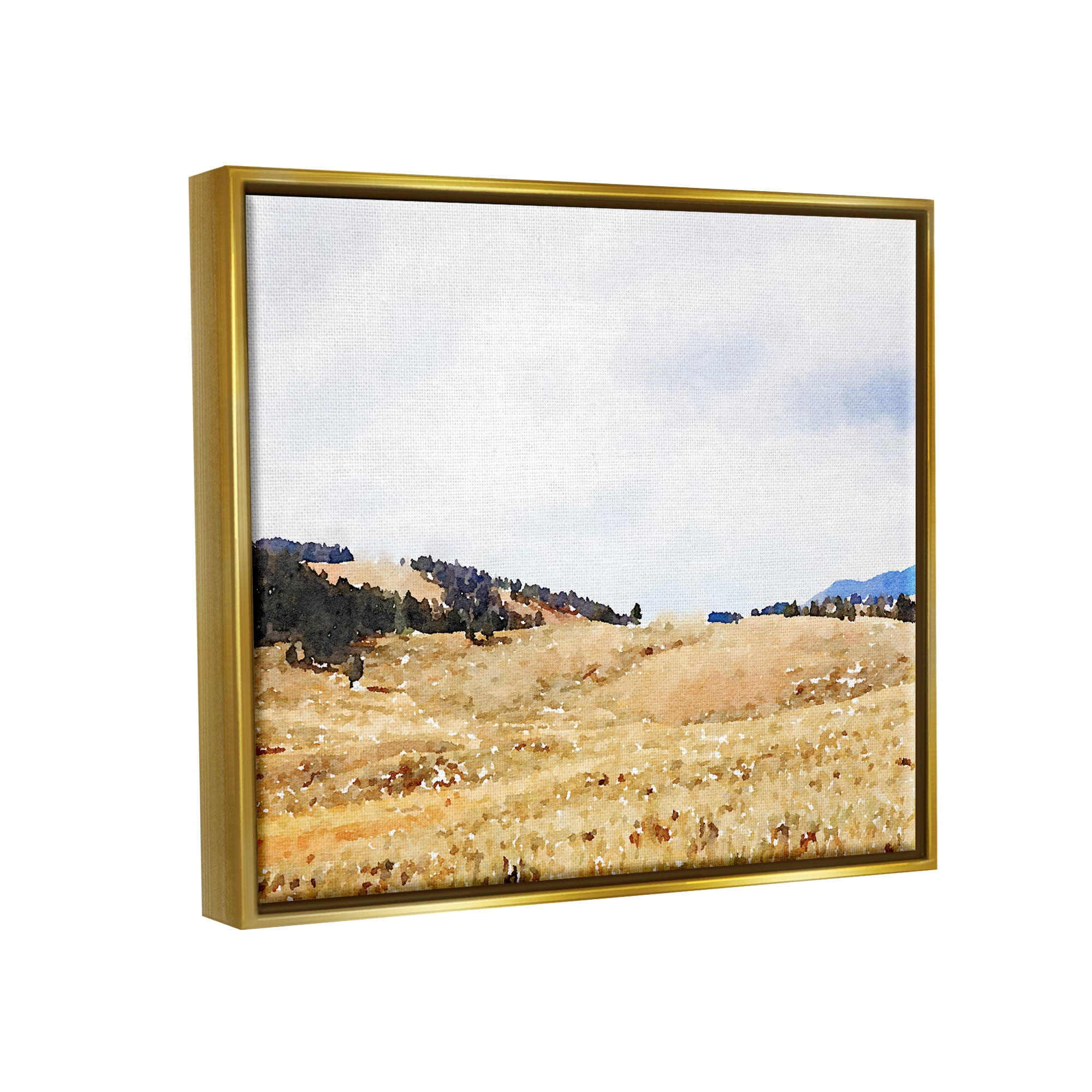 Stupell Montana Plains Rural Countryside Landscape Painting Gold Floater Framed Art Print Wall Art