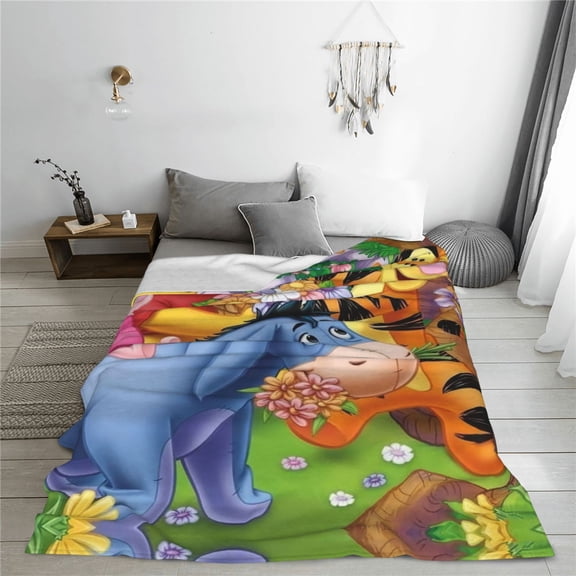 Winnie The Pooh Cartoon Printing Throw Blanket, All Seasons Flannel Fleece Blanket, Soft & Warm Plush Blankets for Couch Sofa Bed Camping Travel, 40"x30"