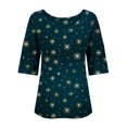 thumbnail image 6 of Endives Women's Christmas Shirt V Neck Shirt Snowflake Printed 3/4 Sleeve T Shirt, 6 of 6