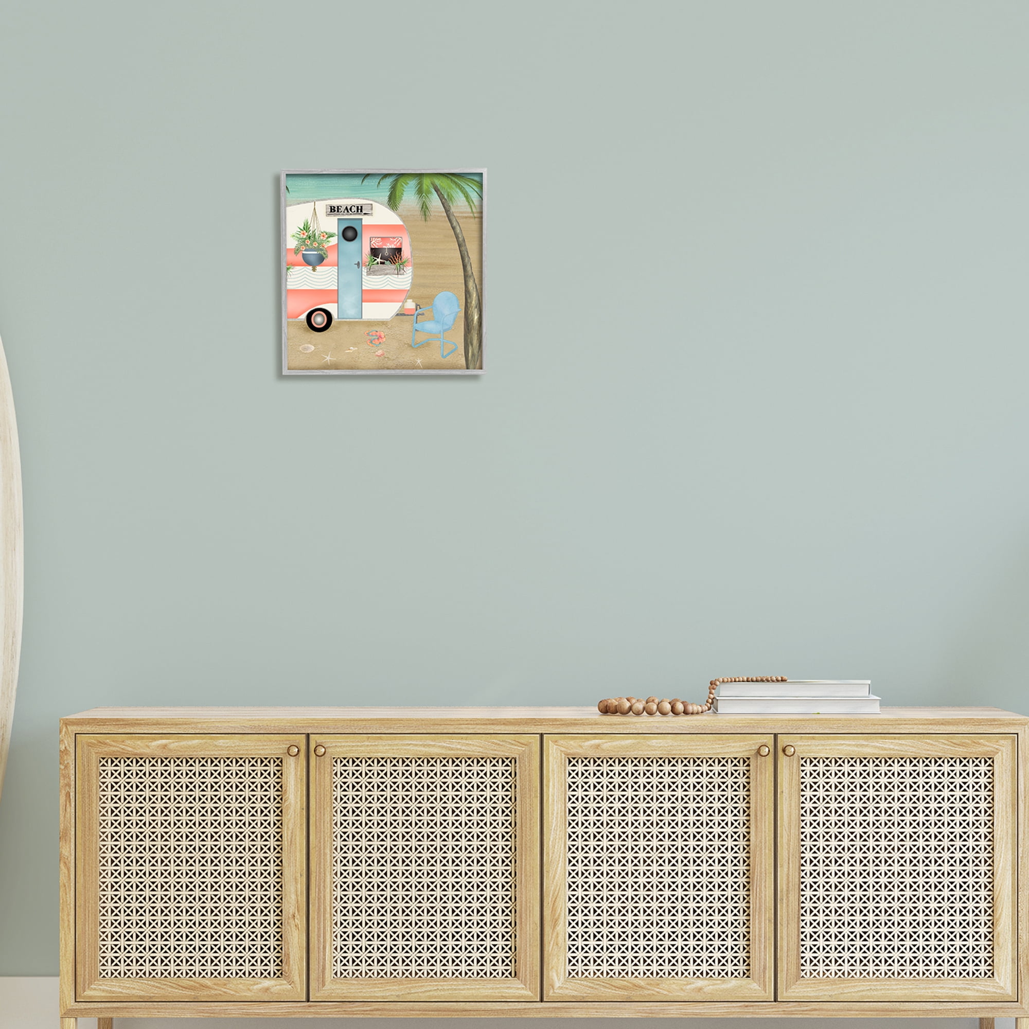 Stupell Industries Coastal Van Sea Horizon Palm Trees Picturesque Vacation ,17 x 17, Design by Beth Albert