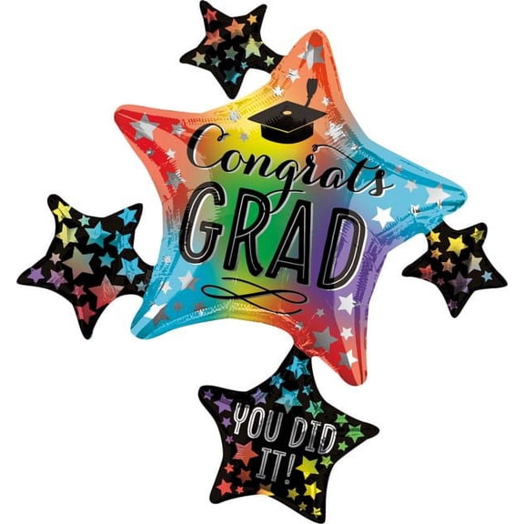 Anagram Colorful Congrats Grad Cap Cluster 35 Inch Foil Mylar Balloon [40917]