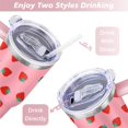 thumbnail image 5 of 40oz Cute Red Strawberry Stainless Steel Flip Straw Tumbler Spill Proof Travel Cup Double Wall Vacuum Insulated Coffee Mug with Top Handle, 5 of 6