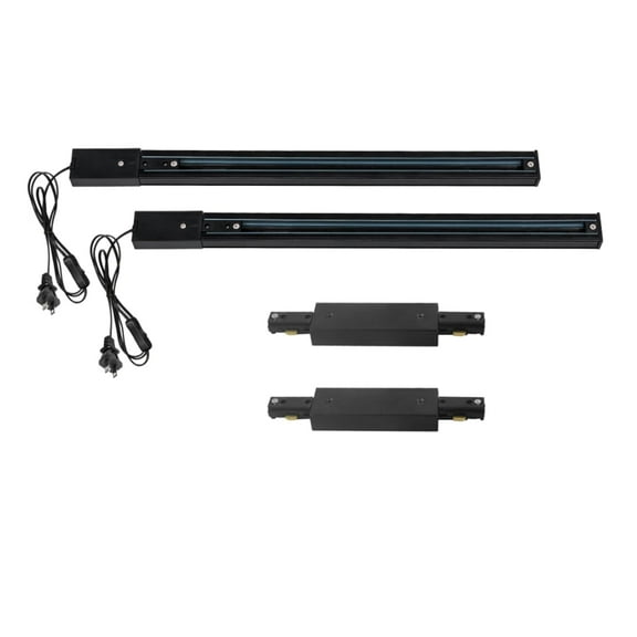 KAYYELAMP J System Track Lighting Rails Kit 3.2Ft(1.6ft x2) Track Rails with 15ft Plug-in Cable, 2x "I" Connector Live End Feed Connectors for Tracking Pendant(Black)