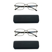 EYE ZOOM 2 Pack Unisex Design Style Blue Light Blocking Reading Glasses, Gunmetal +3.00