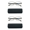 EYE ZOOM 2 Pack Unisex Design Style Blue Light Blocking Reading Glasses, Gunmetal +2.50