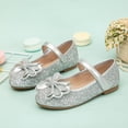 thumbnail image 2 of newwalpole Toddler Girl Mary Jane Dress Glitter Flats Shoes Flower for Ballet Wedding Silver for Size 2, 2 of 7