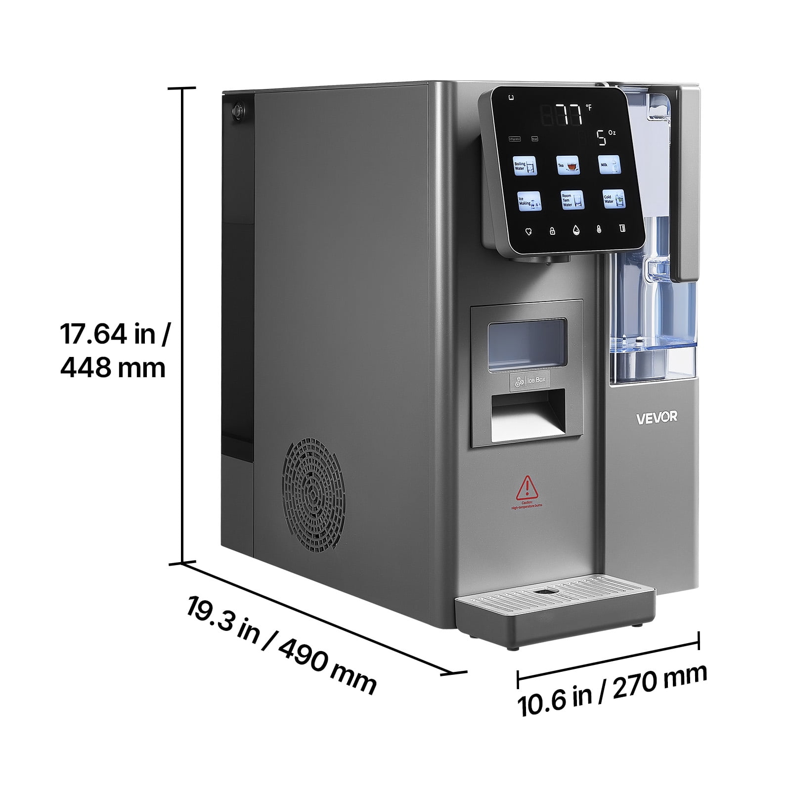 VEVOR Ice Maker Water Filter Dispenser, 4-in-1 Countertop Ice Making Machine with Room Temperature, Hot & Cold Water, 6-Stage RO Filter + Mineralization Filter, Multi-Functional for Home Office Party