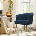 thumbnail image 4 of Morden Fort Velvet Lounge Chair Living Room, Modern Side Chair Vanity Chair with Golden Metal Legs for Living Room Dressing Room Bedroom Home Office Kitchen, Blue, 4 of 17