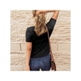 thumbnail image 4 of Luxsea Women Pure Color Short Sleeve Thread Knitting Slimming New Slim T-shirt Female Blouse, 4 of 5