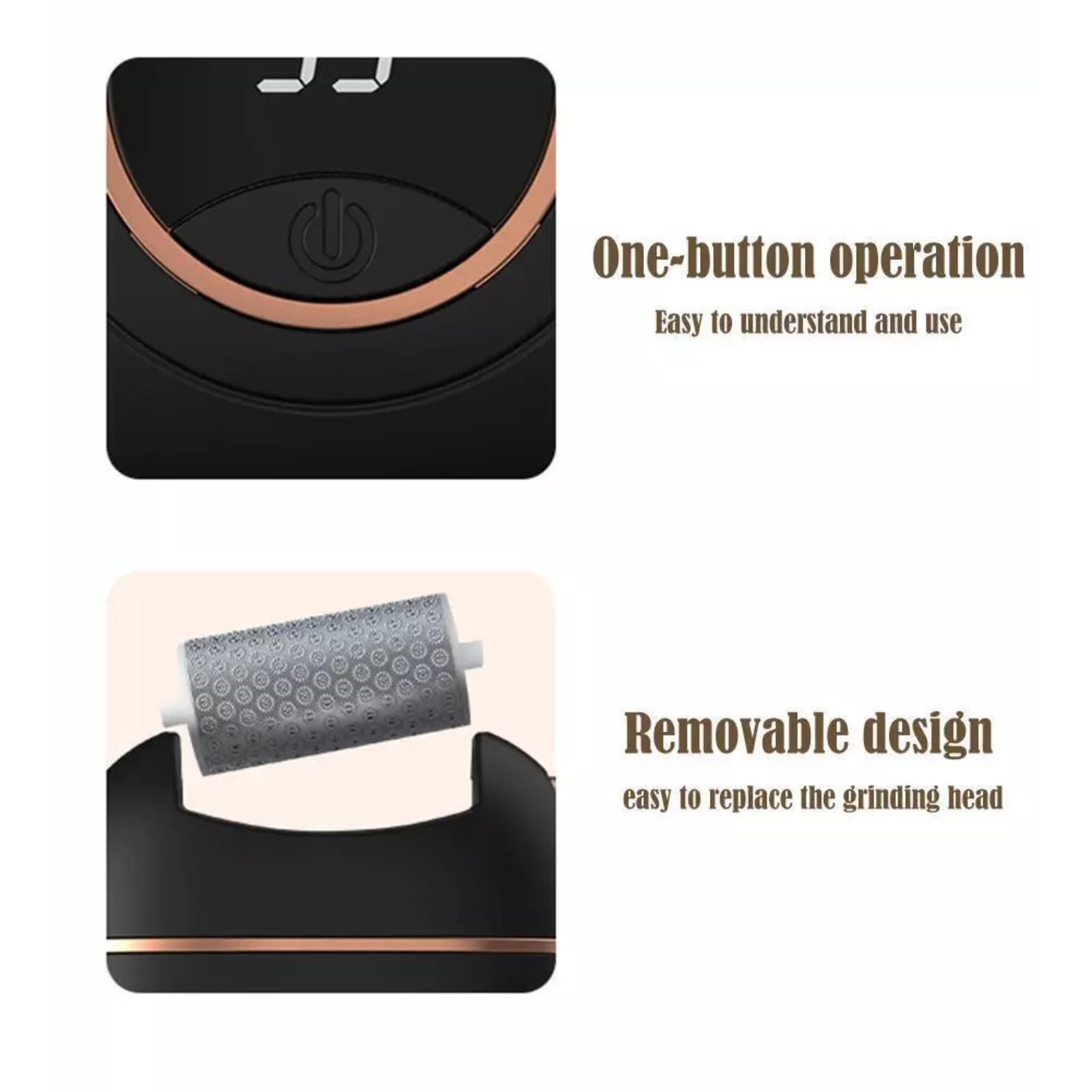 Foot exfoliating pedicure tools with digital display screen, foot exfoliator, suitable for removing dry cracks and dead skin, hard skin, and dry chapped skin on the heel of the foot.