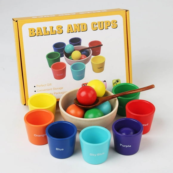Toys Games Kids,Christmas Decorations,Baby Toys Clearance,Montessori Toy From 1 Year Wooden Sorting Stacking Toy 7 Balls Wooden Balls in Cups Babys Toy for Preschool for Colour Sorting and Counting