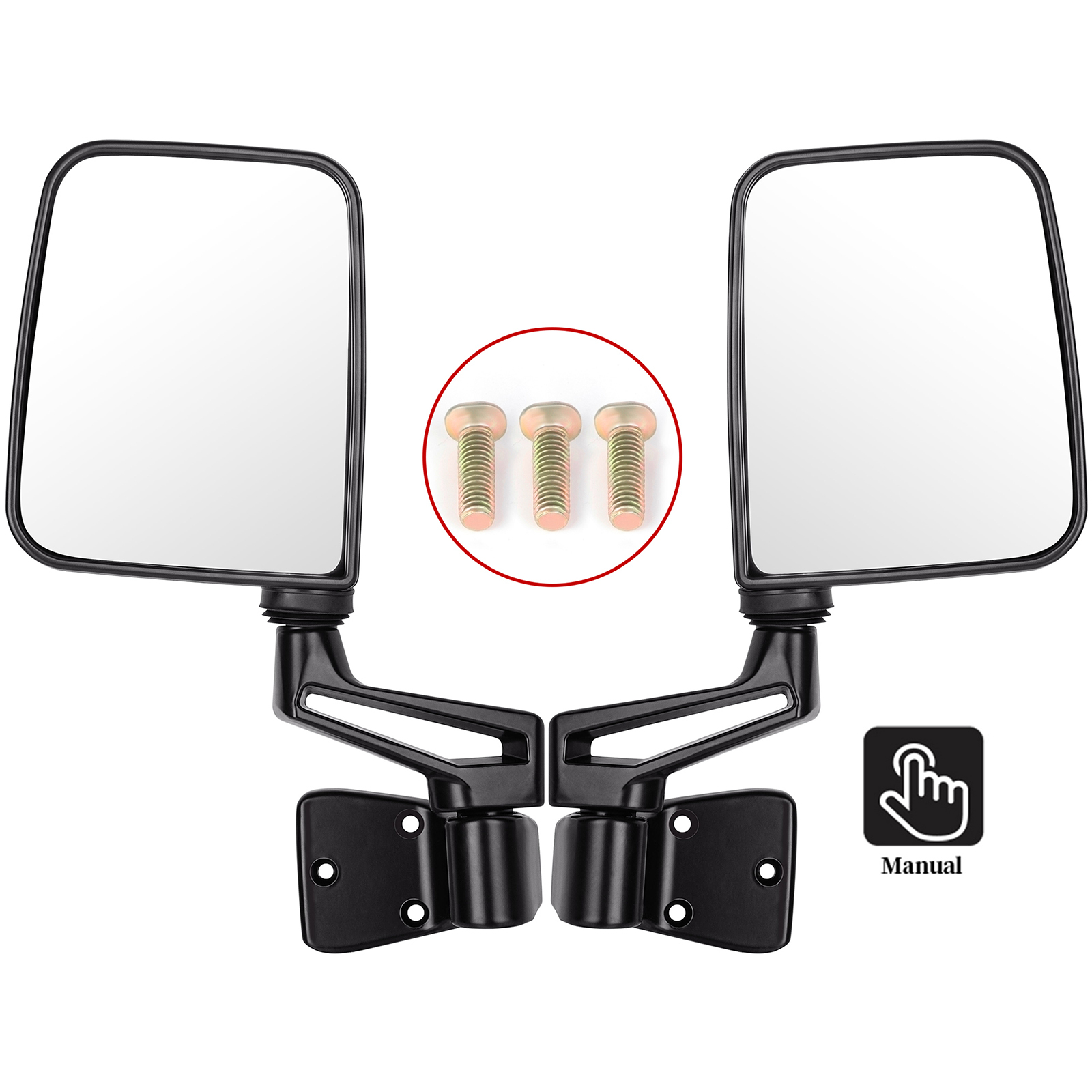 Manual Towing Mirrors Pair For 2003-2008 Dodge Ram 1500, 2003-2009 Ram 2500/3500 - Black, Extendable, No Power
