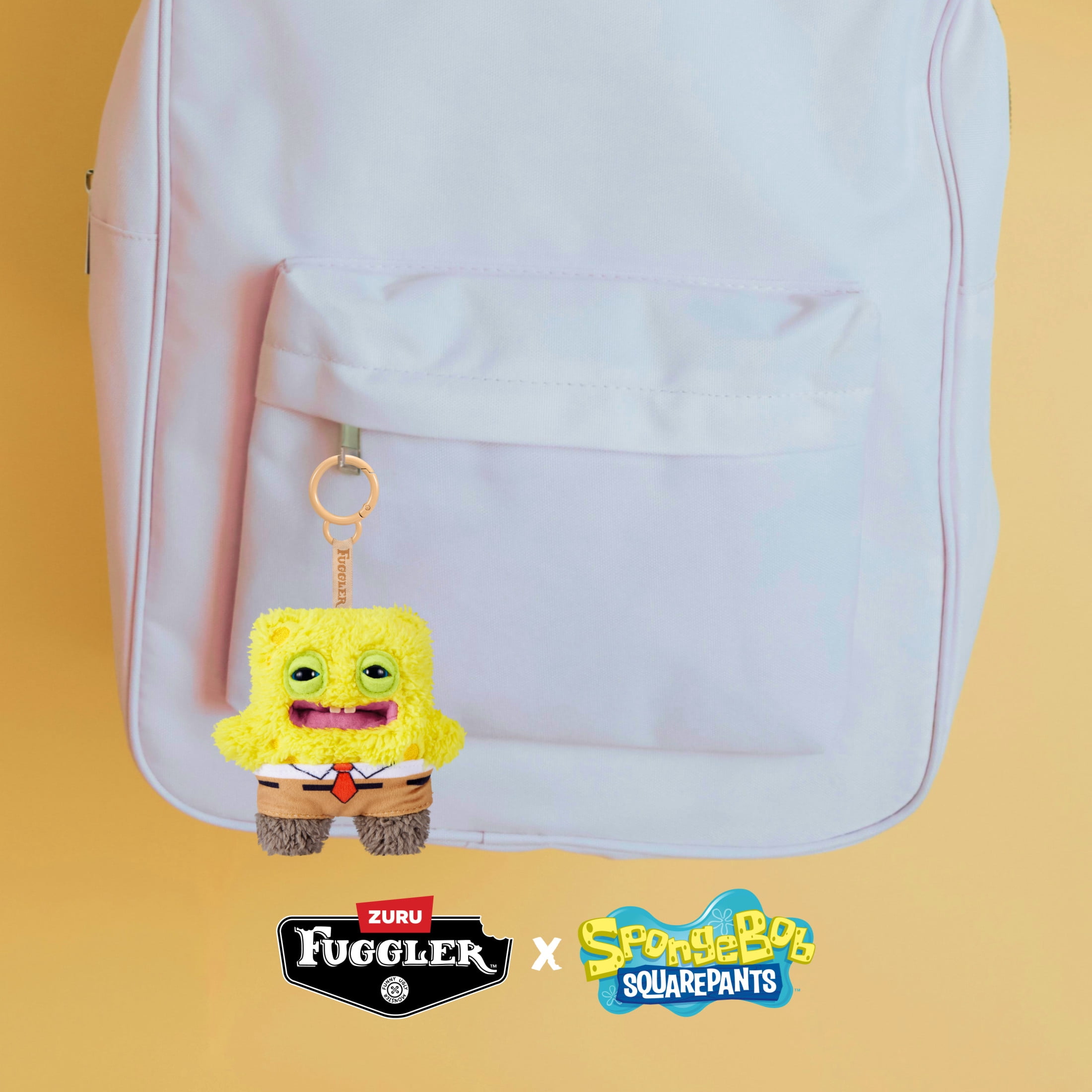 Fuggler SpongeBob Key Rings 5 inch (SquarePants), Funny Ugly Monster Plush Keychain by ZURU