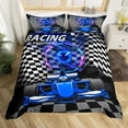 thumbnail image 2 of Manfei Blue Car 3pcs Duvet Cover King for Kids Teens Female Men,Extreme Sport Ultra Soft Bedding King Size,Geometric Black White Buffalo Microfiber Comforter Cover King(No Comforter), 2 of 6