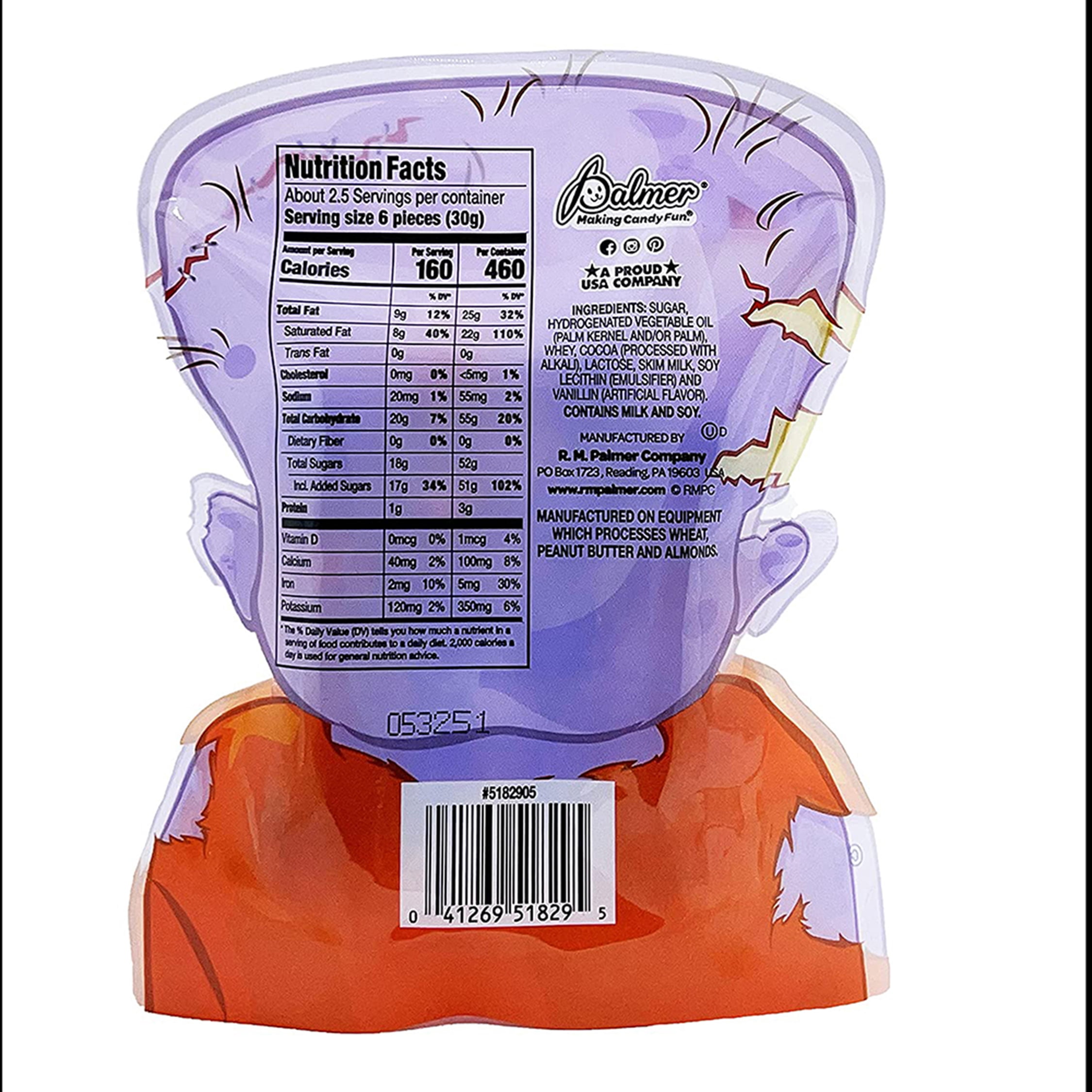 RM Palmer Halloween Party Pals Monsters Milk Chocolate Candy, 3 oz, 16 Pieces