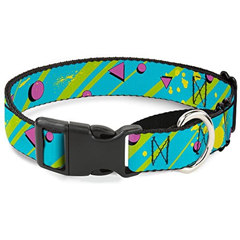 Buckle-Down Eighties Party Blue Yellowith Pink Martingale Dog Collar