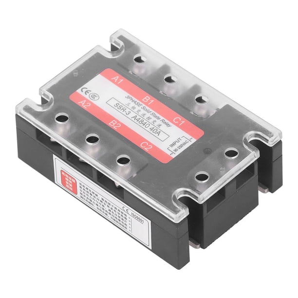 Relé De Estado Sólido, Antivibración CA A CA SSR Indicador LED Cubierta Transparente Salida 40A 24-480V Para Máquinas Herramientas CNC