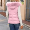 thumbnail image 4 of MOONDU Womens Puffer Vest Quilted Sleeveless Faux Fur Hood Zip Pockets Fall Winter Warm Outerwear for Layering Casual, 4 of 8