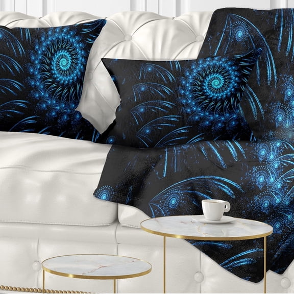 Designart Endless Spiral Snail Blue - Abstract Throw Pillow - 12x20
