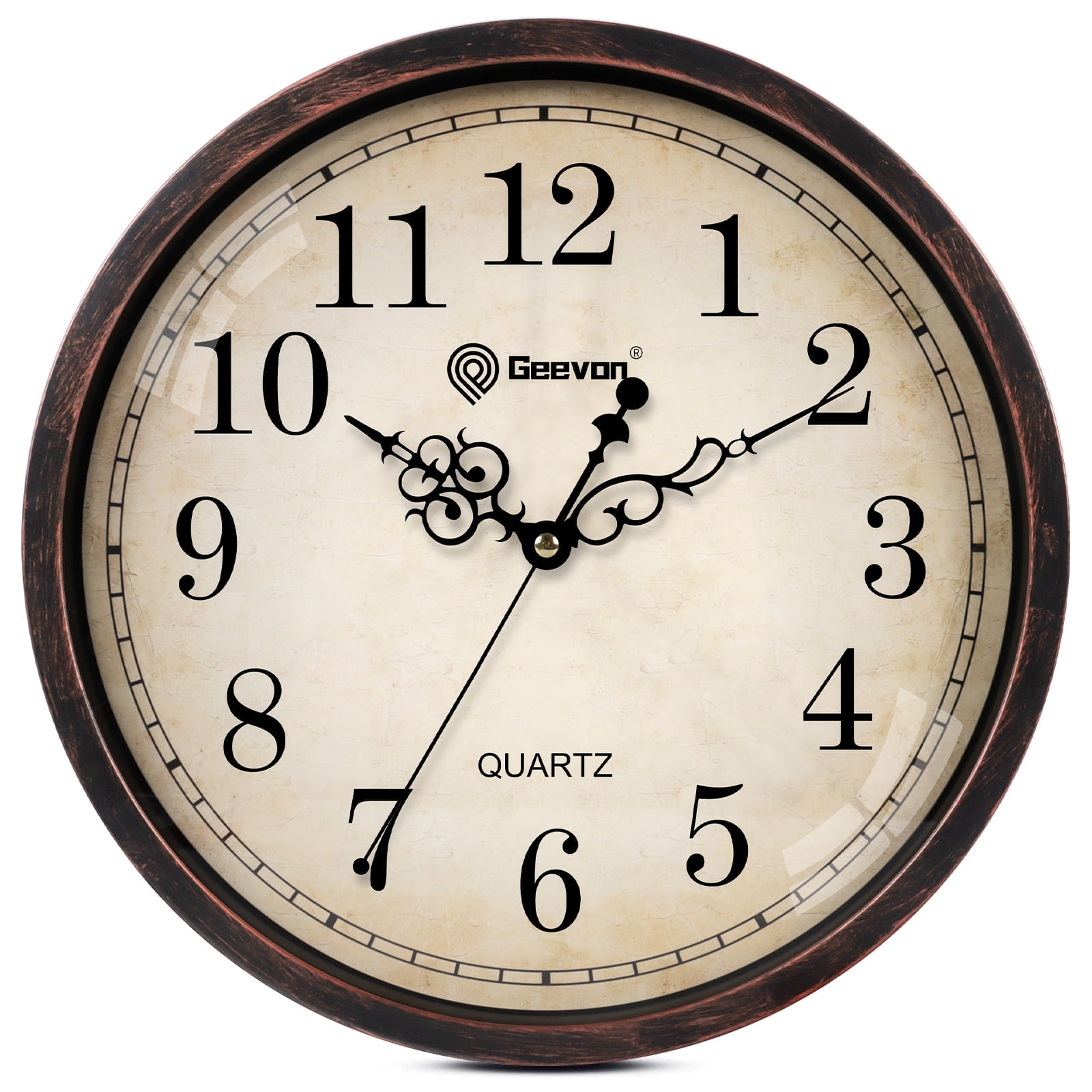 Geevon 12-Inch Vintage Silent Wall Clock, Brown photo 1