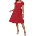 thumbnail image 2 of INSPIRE CHIC Vestidos de Maternidad para Mujeres Boho con Cinturón en la Cintura de Manga Corta Verano Iglesia Rojo Medio, 2 of 6